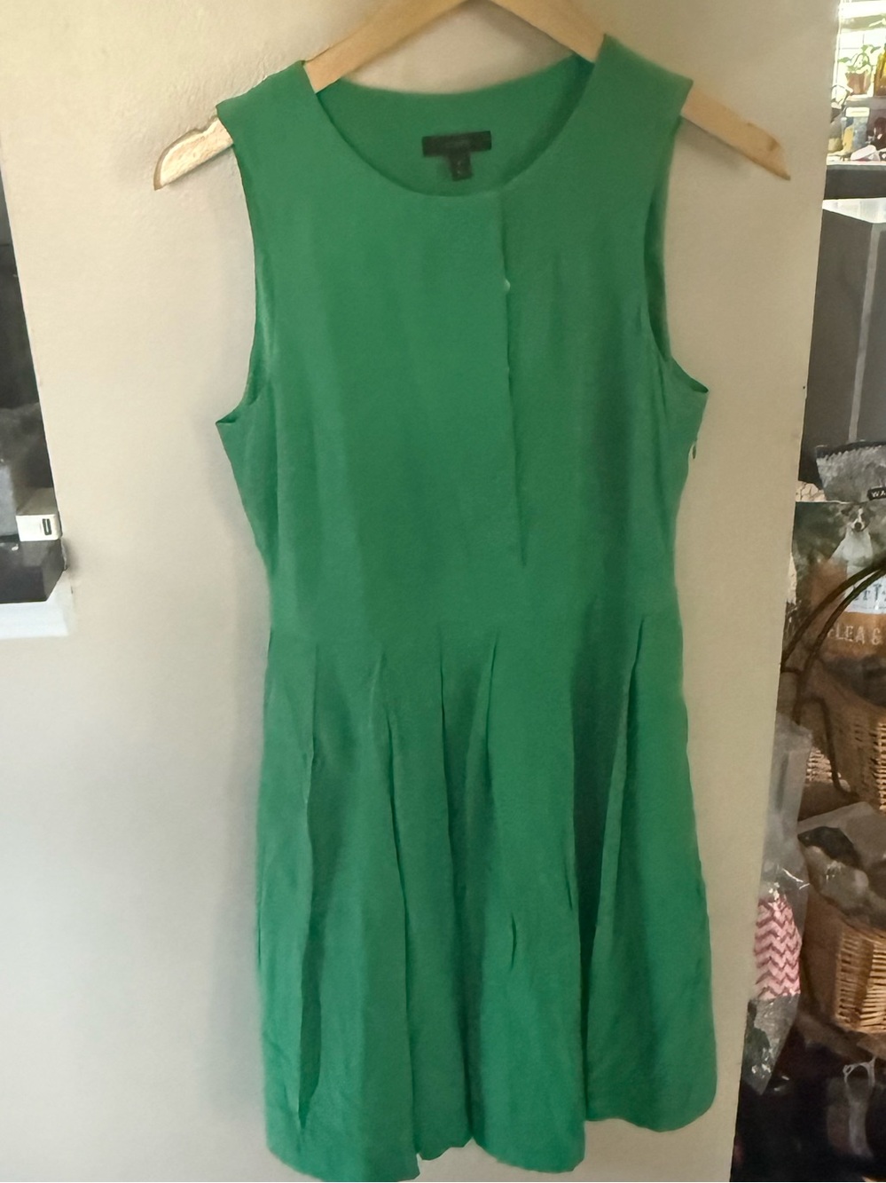 J. Crew Emerald Green Sleeveless Fit-and-Flare Dress